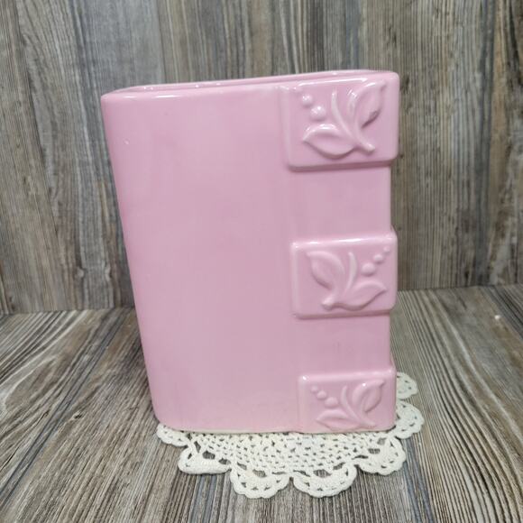 MCM Vase Pink Rectangle, Embossed Floral - Picture 3 of 7